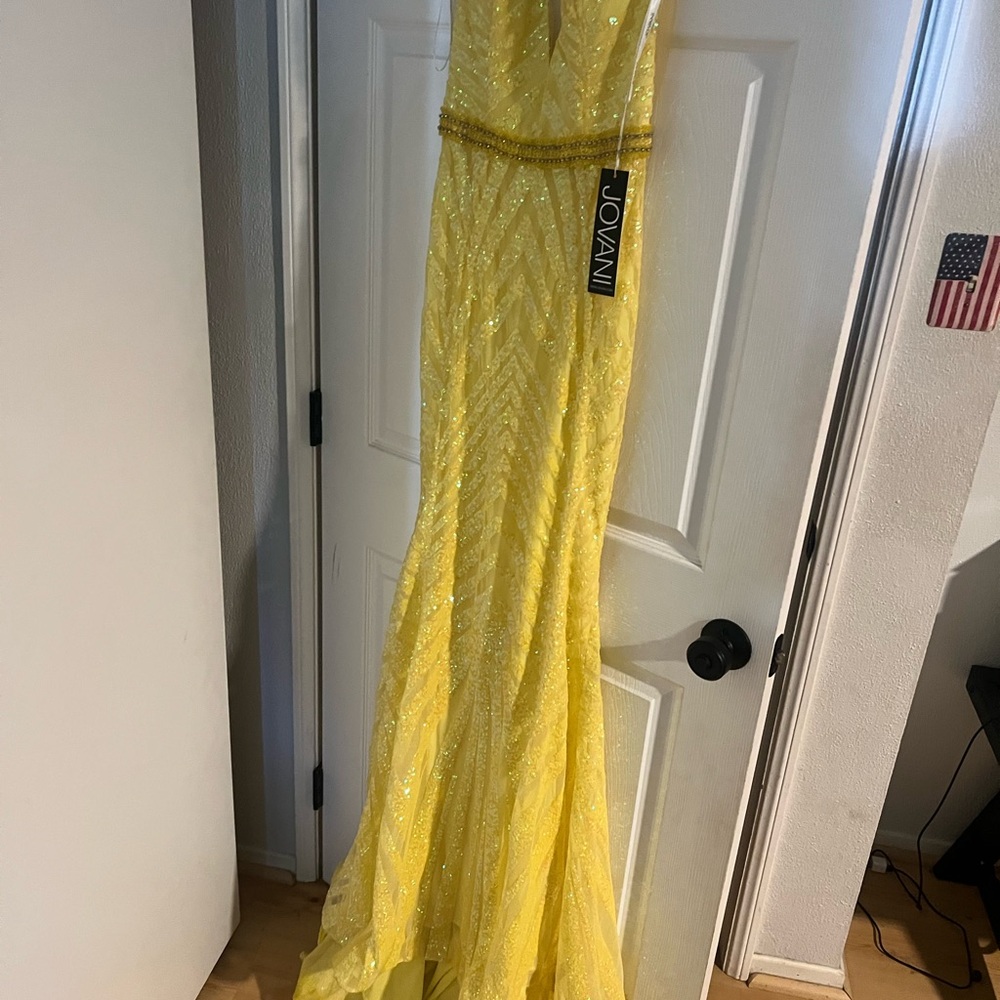 Jovani Yellow Sweetheart Prom Gown